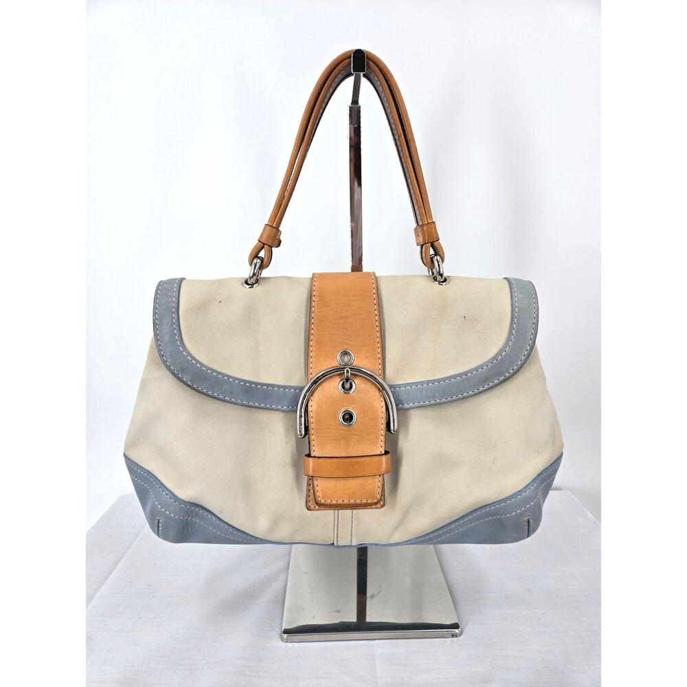 RARE Vintage Coach Soho Daisy Flap Satchel in Blue/Tan 4432